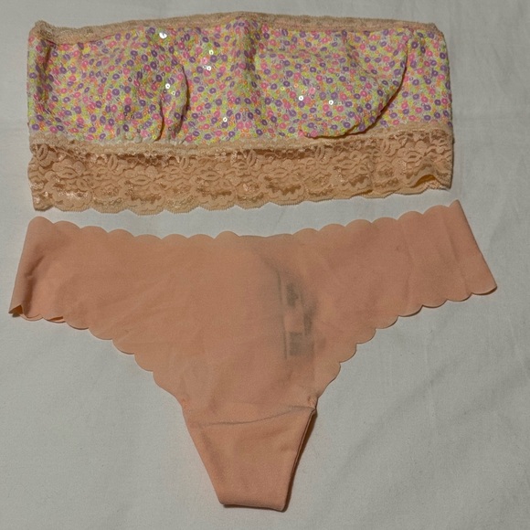 PINK Victoria's Secret Other - Victoria's Secret Floral Lace Panty Set - Pink and Tan